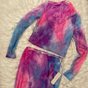 Mesh two piece cover up set